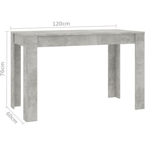 Blagovaonski stol siva boja betona 120 x 60 x 76 cm od iverice slika 17