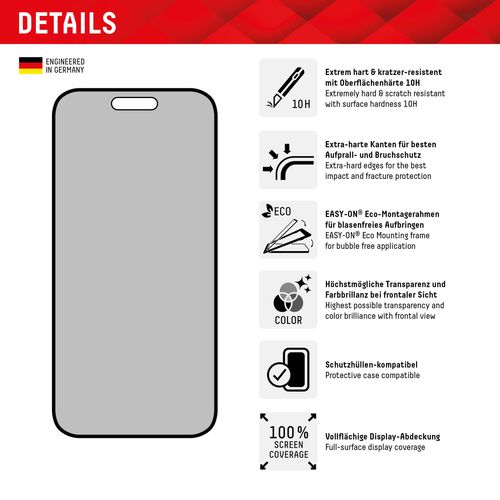DISPLEX Zaštitno staklo Privacy Glass za iPhone 15 Plus/15 Pro Max slika 2