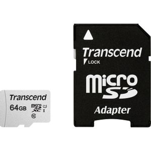 Transcend TS64GUSD300S-A Micro SD 64GB Class 10, Ultra High Speed Class 1 (U1) with Adapter