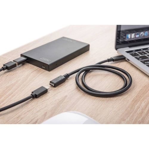 Digitus USB kabel USB 2.0 USB-C® utikač, USB-C® utičnica 2.00 m crna fleksibilan, zaštićen s folijom, pletena zaštita AK-300210-020-S slika 2