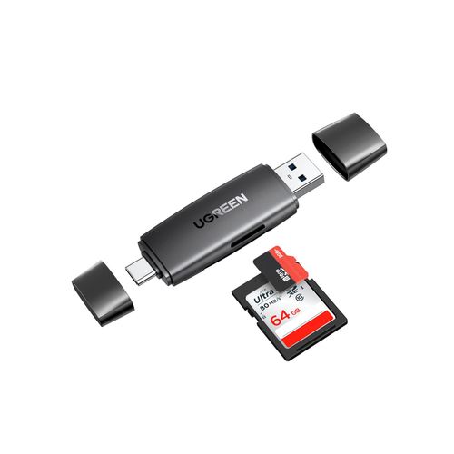 Čitač memorijskih kartica UGREEN, USB-C + A, TF/SD kartice, crni slika 1