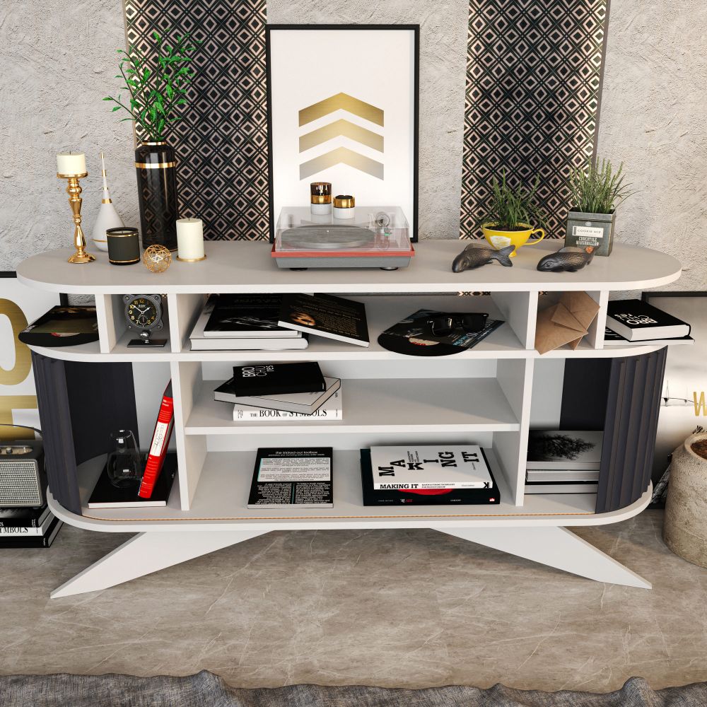 Stor - Bijeli i Antracit Sideboard slika 4