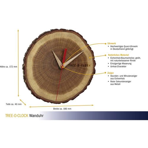 TFA Dostmann 60.3046.08 kvarčni zidni sat 172 mm x 180 mm x 40 mm hrast, drvo pravo drvo slika 3