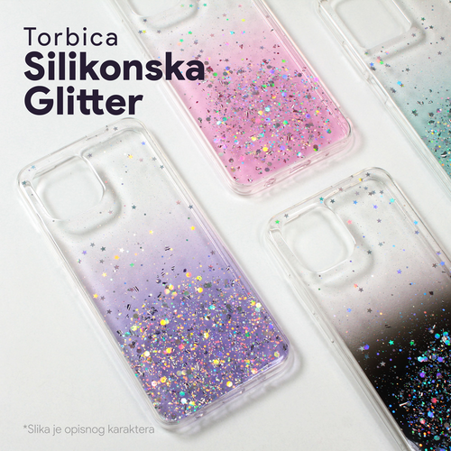 Torbica Silikonska Glitter za Samsung A556F Galaxy A55 5G crna slika 2