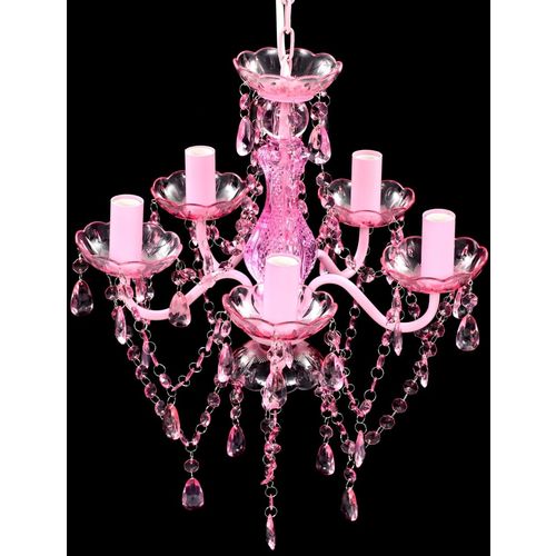 Kristalna svjetiljka s 5 žarulja ružičasta slika 23