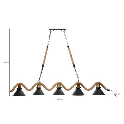 Mauro Ferretti Svjetiljka stropna CUP/ROPE 5 LIGHTS 130x20x80 cm slika 8