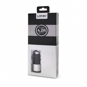 Auto punjac LDNIO C403 dual USB 4.2A sa micro USB kablom srebrni