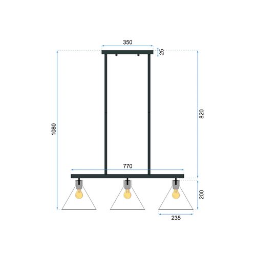 TOOLIGHT STAKLO METALNA STROPNA SVJETILKA APP318-3CP slika 10