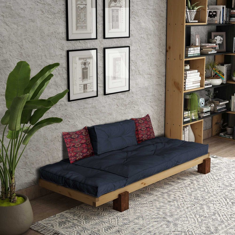 Lounger CPT8374-200, prirodna i mornarsko plava boja slika 2