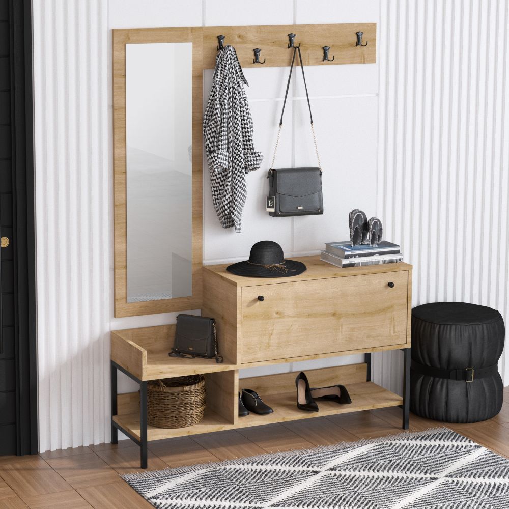 Ormarić za cipele Nonso - Sapphire Oak sa ogledalom slika 2