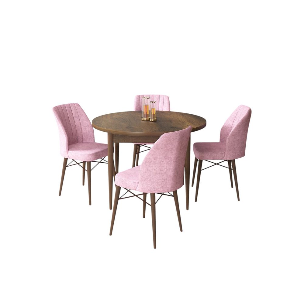 Rox - Baroque, Pink Baroque Set Trpezarijskog Stola i Stolica (5 Komada) slika 2