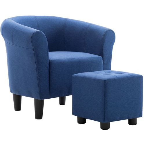 2-dijelni set fotelje i taburea od tkanine plavi slika 10