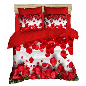 Set Posteljine sa 3D Printom - Bijela, Crvena, Zelena, Jednostruka