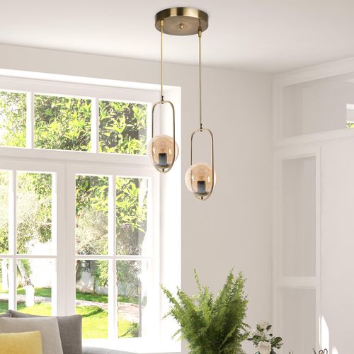 Ahu 2 Li Tepsili Bal Camlı Eskitme Sarkıt Copper Chandelier slika 1