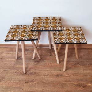 Set Nesting Stolova (3 Komada) 3Shp52 - Boje: Narandžasta, Bijela, Crna