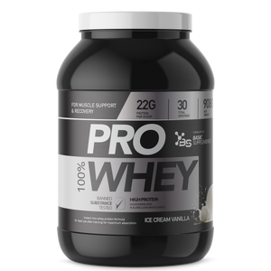 100% PRO WHEY 908GR BASIC SUPPLEMENTS -  Ice Cream Vanilla