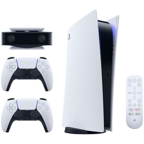 PlayStation 5 Digtial Edition C chassis + DualsenseWireless Controller White + PS5 HD Camera + PS5 Media Remote slika 1
