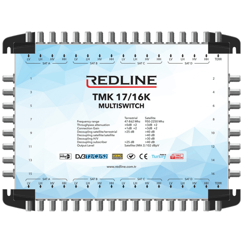 REDLINE Multišalter 4 satelita na 16 utičnica,kaskadni(bez adaptera) - TMK 17/16K slika 1