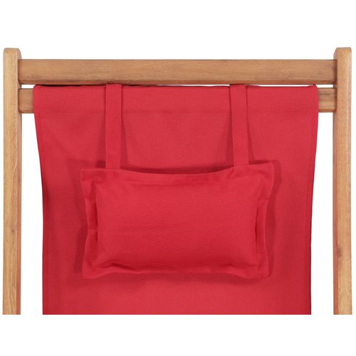 Sklopiva ležaljka za plažu od tkanine s drvenim okvirom crvena slika 35