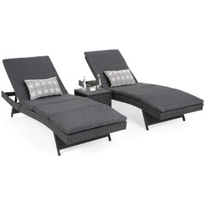 Set vrtnih ležaljki od tehnoratana Bora Bora Grey / Grey Melange sa stolom