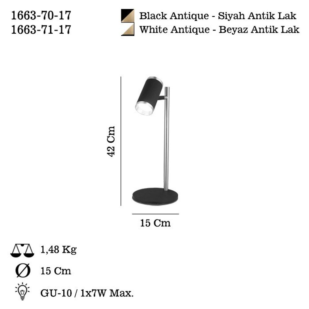 Lume - Crna Antik Lacirana Stolna Lampa 70-17 slika 3