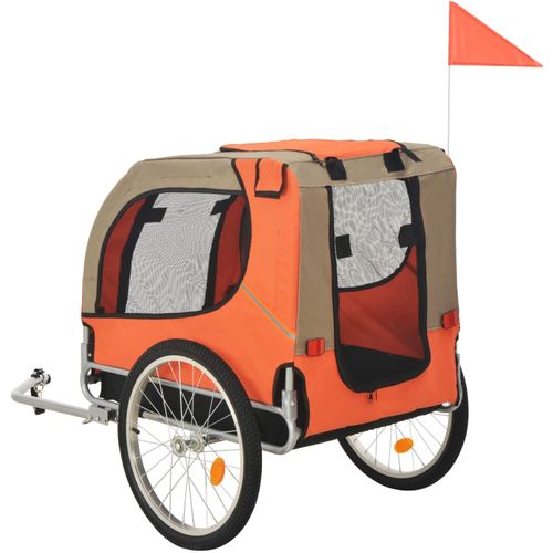 Prikolica za bicikl za psa narančasto-siva slika 17
