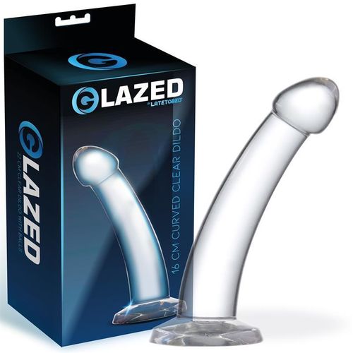 Glazed zakrivljeni prozirni dildo 16cm ili 18cm - 16cm slika 1