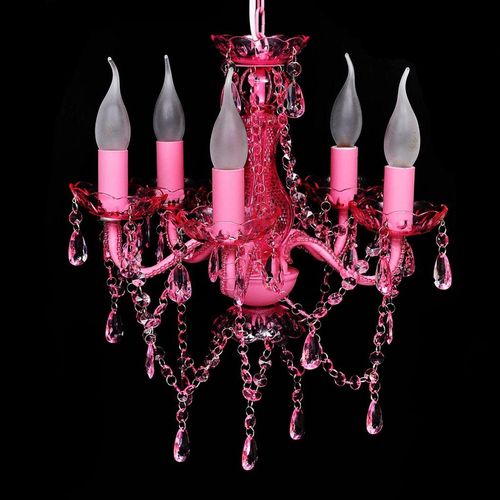 Kristalna svjetiljka s 5 žarulja ružičasta slika 2