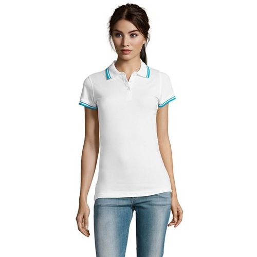 PASADENA WOMEN ženska polo majica sa kratkim rukavima - Bela/aqua, XL  slika 1