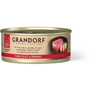 Grandorf Cat Grain Free Konzerva Fileti Tune & Škampi, hrana za mačke 70g