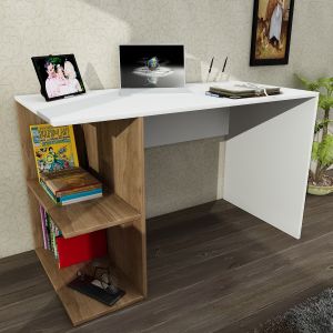 Woody Fashion Radni stol, Bijela boja Orah, Elegance - White, Walnut