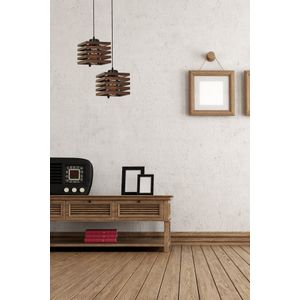 Cara Ahşap 2'li Tepsili Orahovalusti Luster Brown Chandelier