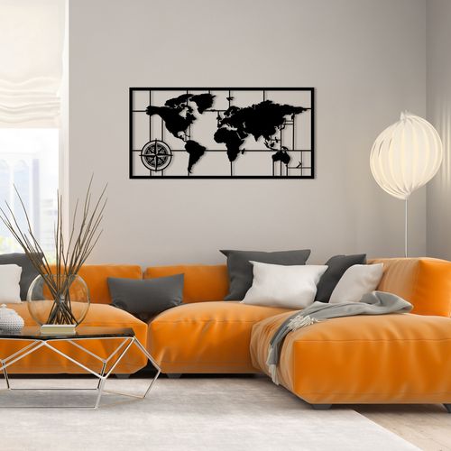 World Map Metal Decor 7 Black Decorative Metal Wall Accessory slika 2