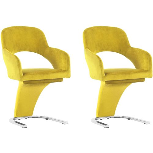 Blagovaonske stolice 2 kom žute baršunaste slika 29
