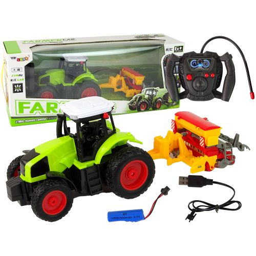 Traktor s balirkom na daljinsko upravljanje R/C 1:16 - zeleno/žuti slika 1