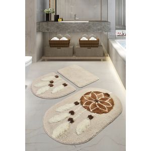 Rüya - Brown Multicolor Bathmat Set (3 Pieces)