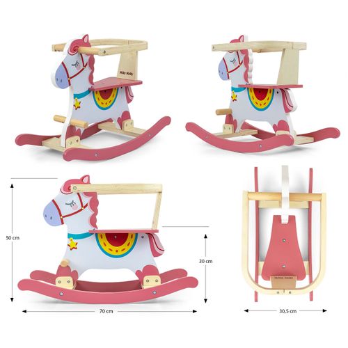 Milly Mally drveni konjić za ljuljanje ružičasti slika 6
