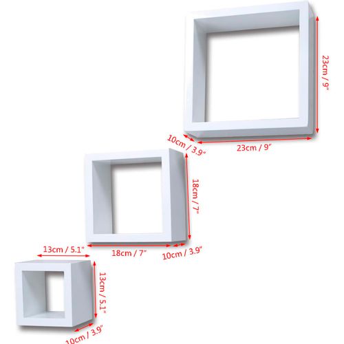 Set od 3 zidne bijele police u obliku pravokutnika slika 41