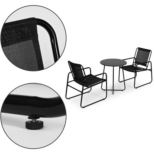 Modernhome vrtna garnitura - stol i 2 stolice - crno slika 8
