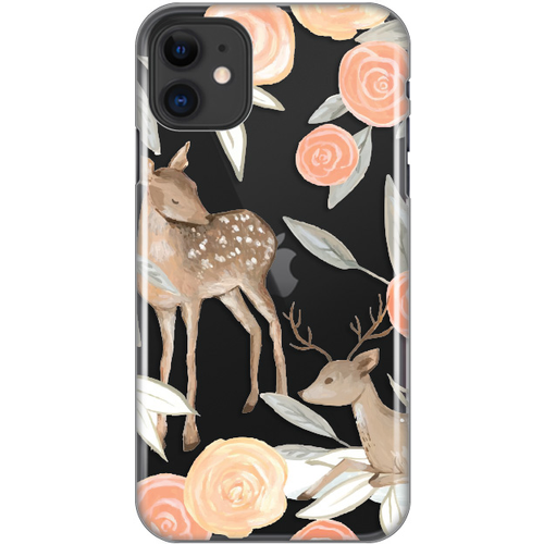 Torbica Silikonska Print Skin za iPhone 11 6.1 Flower Deer slika 1