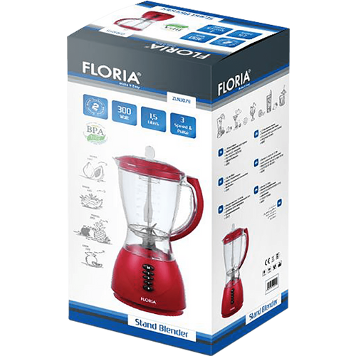 Floria Blender,  zapremina 1.5 lit, 300 W, crvena - ZLN3079 RD slika 2