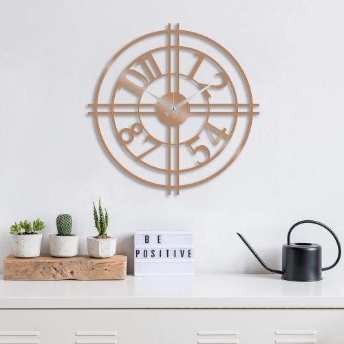 Wallity Ukrasni metalni zidni sat, Metal Wall Clock 33 - Copper slika 1