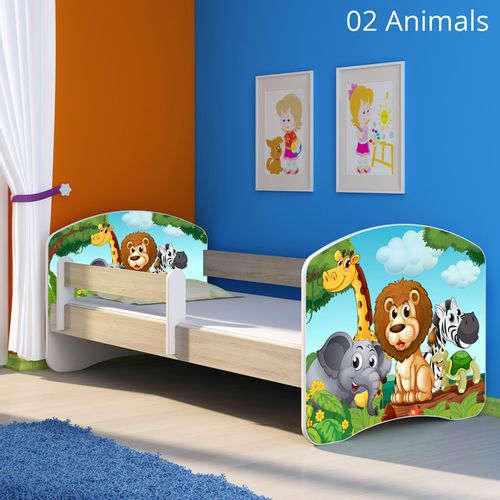 Dječji krevet ACMA s motivom, bočna sonoma 180x80 cm 02-animals slika 1