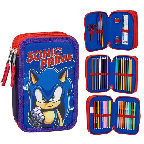 Sonic Prime triple pencil case slika 1