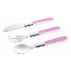 Canpol pribor - metalni set nož, viljuška i kašika - pink