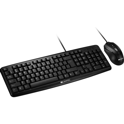 CANYON USB standard KB, water resistant AD layout bundle with optical 3D wired mice 1000DPI black slika 1