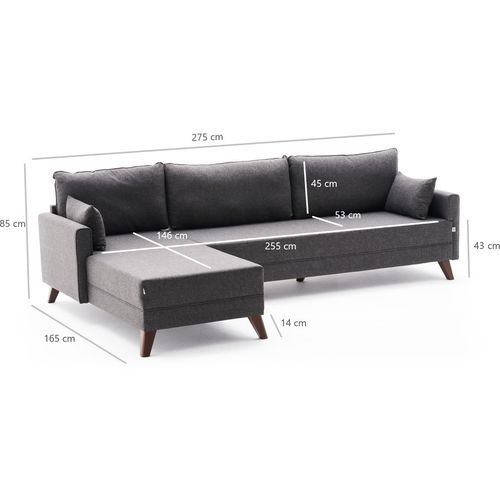 Atelier Del Sofa Kutna garnitura, Antracit, Bella Corner Sofa Left - Anthracite slika 8