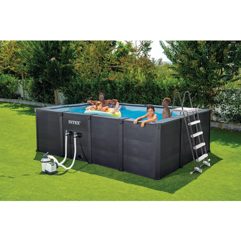 Intex četvrtasti bazen sa grafitnim panelom 400 x 300 x 124 cm 26396NP - Graphite Gray slika 5