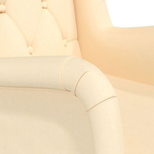 Fotelja s nogama za ljuljanje od kaučukovca krem od tkanine slika 20