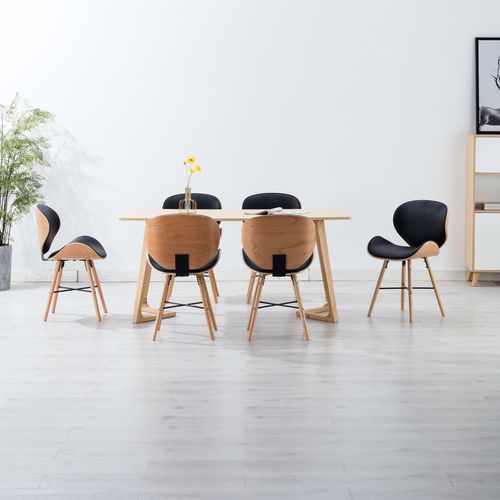 Blagovaonske stolice od umjetne kože i drva 6 kom crne slika 2